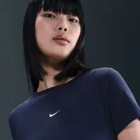 Nike Sportswear Chill Knit жіноча Tight Short-Sleeve Mock-Neck Top блакитний