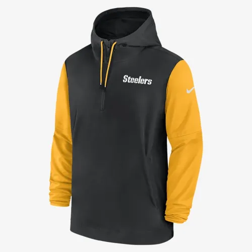Pittsburgh Steelers Sideline Pre-Game Player чоловічі Nike NFL 1/2-Zip Hooded Куртка колір чорний