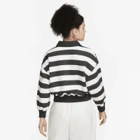 Nike Sportswear Phoenix Fleece женская оверсайз 3/4-Sleeve Striped Crop Polo цвет черный