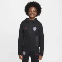 Paris Saint-Germain Tech Fleece Big дитячі (для хлопчиків) Nike Soccer Full-Zip Толстовка з капюшоном колір чорний