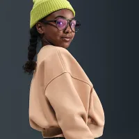 Nike Sportswear Club Fleece Girls' Boxy Crew-Neck світшот колір коричневий