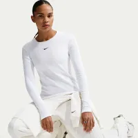 Nike Sportswear женская Tight Long-Sleeve Ribbed футболка цвет белый