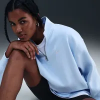 Nike Sportswear Phoenix Fleece женская оверсайз 1/4-Zip Long свитшот синий