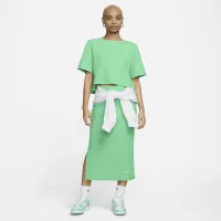 Nike Sportswear женская С высокой Талией Ribbed Jersey юбка цвет зеленый