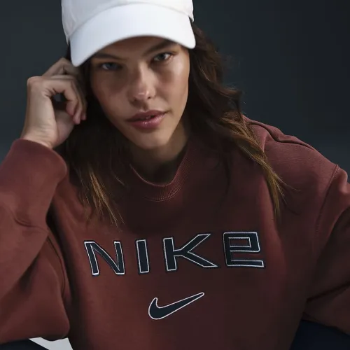 Nike Sportswear Phoenix Fleece женская Over-оверсайз Crew-Neck Logo свитшот цвет коричневый