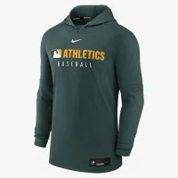 Athletics Authentic Collection мужские Nike Dri-FIT MLB Pullover Толстовка с капюшоном цвет зеленый