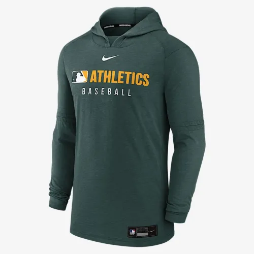 Athletics Authentic Collection мужские Nike Dri-FIT MLB Pullover Толстовка с капюшоном цвет зеленый