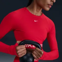 Nike Pro жіноча Dri-FIT Cropped Long-Sleeve Top колір червоний