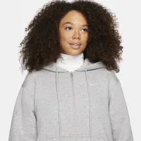 Nike Sportswear Phoenix Fleece женская оверсайз Long Full-Zip Толстовка с капюшоном цвет серый