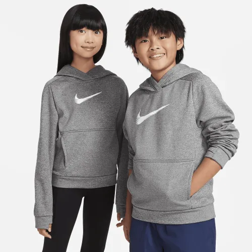 Nike Multi+ Big дитячі Therma-FIT Pullover Толстовка з капюшоном колір сірий