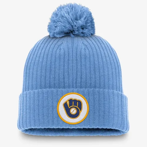 Milwaukee Brewers Cooperstown Peak чоловічі Nike MLB Cuffed Pom Beanie блакитний