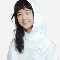 Nike Sportswear Club Fleece Big детские Printed Pullover Толстовка с капюшоном цвет зеленый
