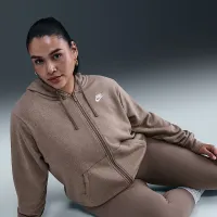 Nike Sportswear Club Fleece женская Full-Zip Толстовка с капюшоном (большие размеры) цвет коричневый