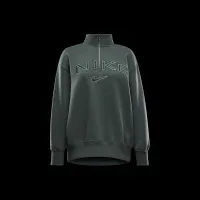 Nike Sportswear Phoenix Fleece женская оверсайз 1/4-Zip Logo Top цвет зеленый