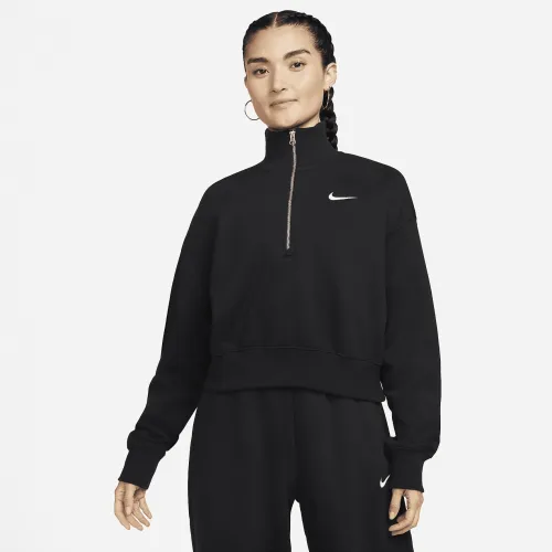 Nike Sportswear Phoenix Fleece жіноча 1/2-Zip Cropped світшот колір чорний