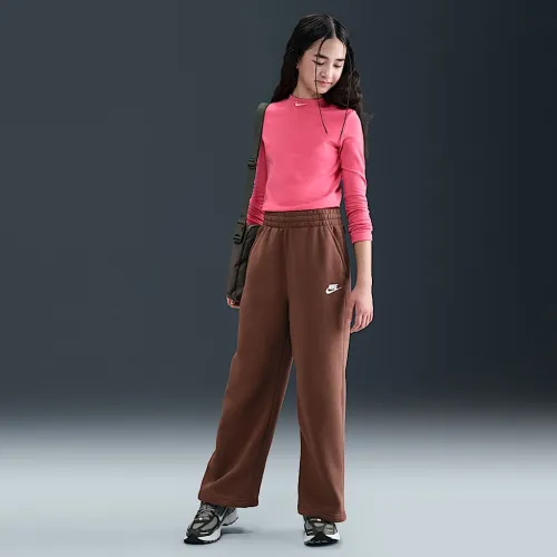 Nike Sportswear Club Fleece Girls' Wide-Leg Pants цвет коричневый