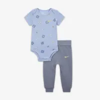 Nike Baby (0-9M) 2-Piece Printed Bodysuit Set Grey
