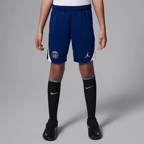 Nike Paris Saint-Germain Strike Fourth Big дитячі Jordan Dri-FIT Soccer Knit шорти блакитний