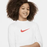 Nike Swim Big детские (Girls') Short-Sleeve Hydroguard цвет белый