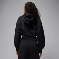 Nike Jordan Flight Fleece женская Cropped Satin-Lined Толстовка с капюшоном цвет черный