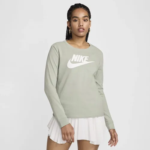 Nike Sportswear Essentials женская Long-Sleeve Logo футболка цвет зеленый