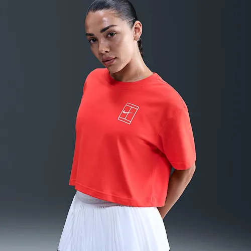Nike Slam женская Dri-FIT Short-Sleeve Cropped Tennis футболка цвет красный