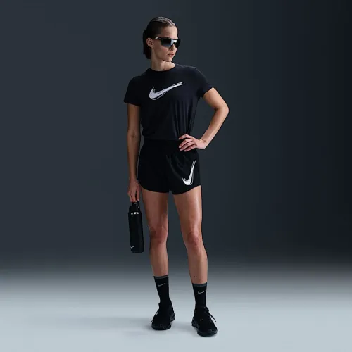 Nike One жіноча Dri-FIT Mid-Rise Brief-Lined Running шорти колір чорний