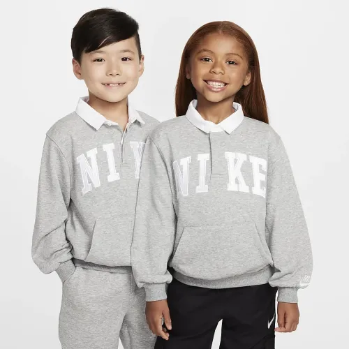 Nike Sportswear Club Little дитячі French Terry Long Sleeve Polo колір сірий