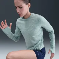 Nike Swift женская Dri-FIT UV Long-Sleeve Crew-Neck Running Top цвет зеленый