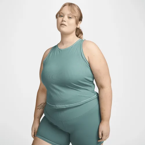 Nike One Fitted жіноча Dri-FIT Ribbed Tank Top (великі розміри) колір зелений