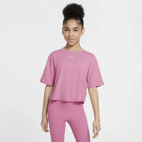 Nike One Relaxed Big детские (Girls') Dri-FIT Short-Sleeve Top Pink