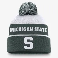 Michigan State Spartans Primetime Peak мужские Nike College Cuffed Pom Beanie цвет зеленый