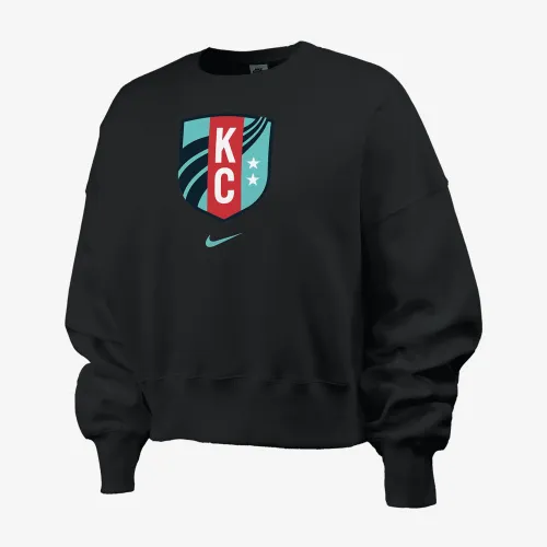 Kansas City Current Phoenix Fleece женская Nike NWSL Crew-Neck свитшот цвет черный