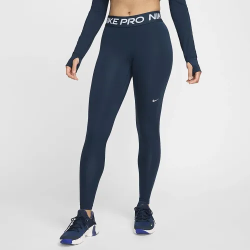 Nike Pro женская Mid-Rise Mesh-Paneled лосины синий