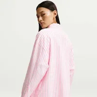 Nike Sportswear Chill Poplin женская оверсайз Woven Long-Sleeve Striped Top Pink