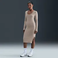 Nike Sportswear Chill Knit жіноча Tight Long-Sleeve Midi Mini-Rib Костюм колір коричневий