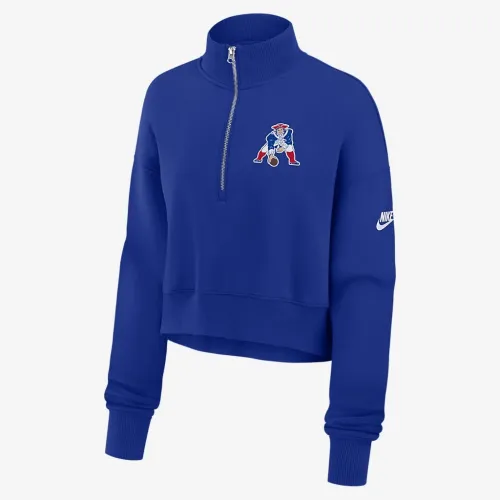 New England Patriots Rewind Phoenix женская Nike NFL Cropped 1/4-Zip Crew синий