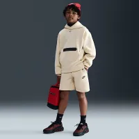 Nike Sportswear Tech Fleece Big детские (для мальчиков) оверсайз Pullover Толстовка с капюшоном цвет коричневый