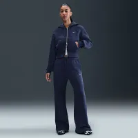 Nike Sportswear Phoenix Fleece женская Loose Full-Zip Cropped Толстовка с капюшоном синий