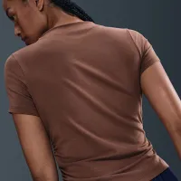 Nike Sportswear Chill Knit жіноча Tight Short-Sleeve Mock-Neck Top колір коричневий