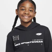 Nike Sportswear Club Fleece Big детские Pullover Толстовка с капюшоном цвет черный