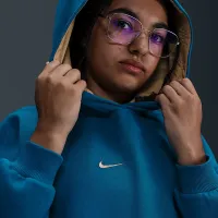 Nike Sportswear Club Fleece Big детские (Girls') оверсайз Толстовка с капюшоном синий