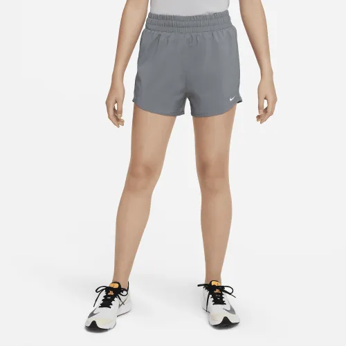 Nike One Big дитячі (Girls') Dri-FIT З високою талією Woven тренувальні шорти колір сірий
