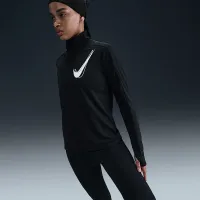 Nike Swoosh жіноча Dri-FIT 1/2-Zip Running Mid Layer колір чорний