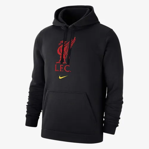 Liverpool FC Club Fleece мужские Nike Soccer Pullover Толстовка с капюшоном цвет черный
