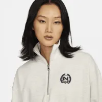 Nike Sportswear женская оверсайз 1/2-Zip Crop Fleece свитшот цвет коричневый