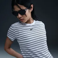 Nike Sportswear Chill Knit жіноча Slim Striped футболка колір білий