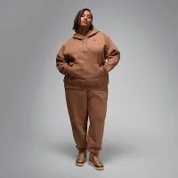 Nike Jordan Flight Fleece женская Satin-Lined Pullover Толстовка с капюшоном (большие размеры) цвет коричневый
