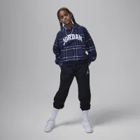 Nike Jordan Brooklyn Essentials Big дитячі Plaid Print Pullover Толстовка з капюшоном блакитний