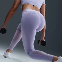 Nike Pro женская Mid-Rise Mesh-Paneled лосины цвет фиолетовый